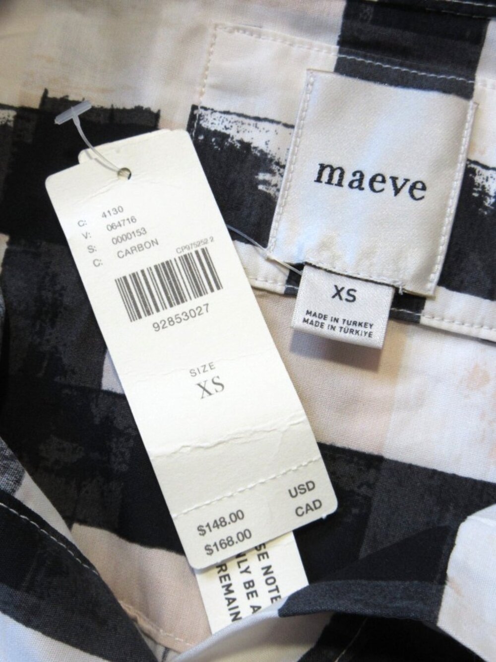 NWT Anthropologie Maeve Bettina in Carbon Plaid Cotton Shirt Dress XS - Picture 5 of 6